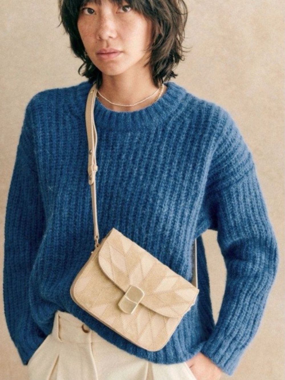Sezane Jose Jumper Blue Alpaca Wool Womens Size M